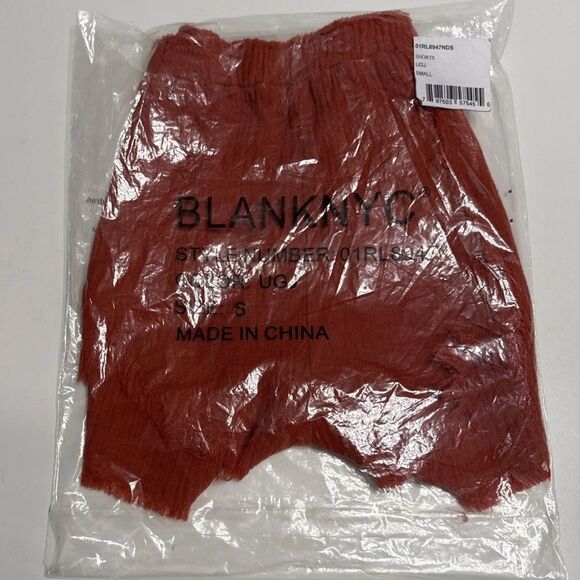 Blank NYC Small Shorts Sunset Escape Short Crinkle Cotton Amber Orange NWT - Picture 7 of 7